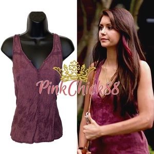 ASO Elena Gilbert The Vampire Diaries Ecote Jacquard Silky Tank Top Size Small